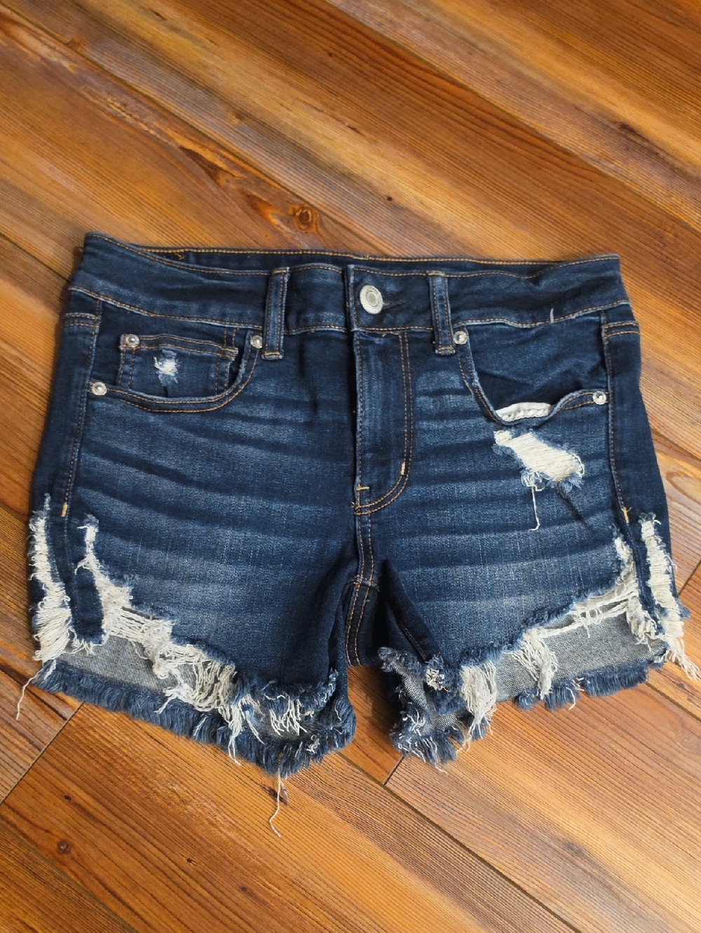American Eagle Outfitters Dark Wash Distressed Denim Shorts